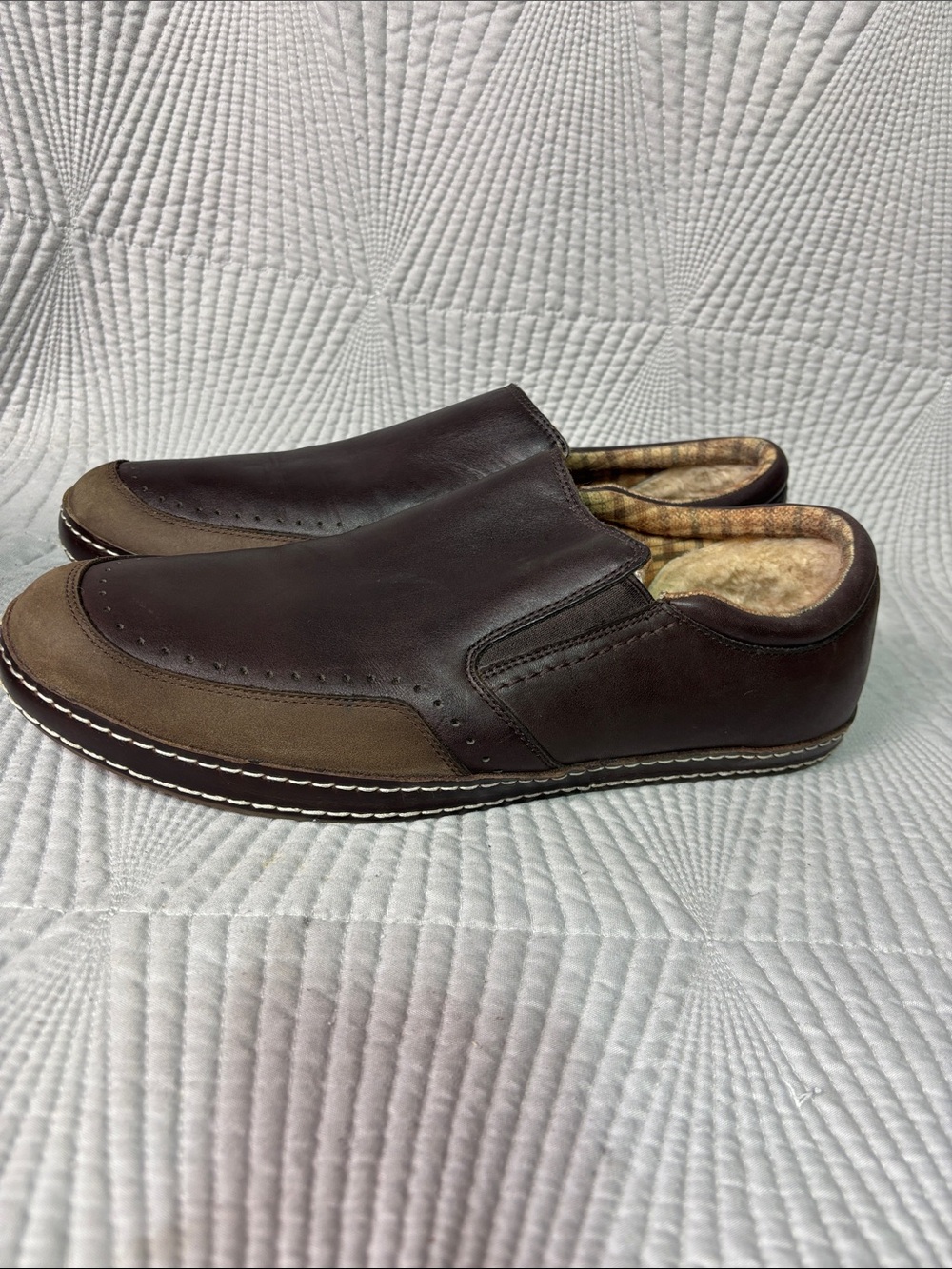UGG Men's Dark Brown and Tan Slip-On Loafers